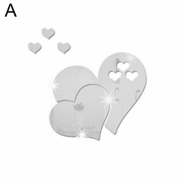 Removable Mirror Heart Shape Sticker Decal Self Adhesive Art Decor Wall Stickers